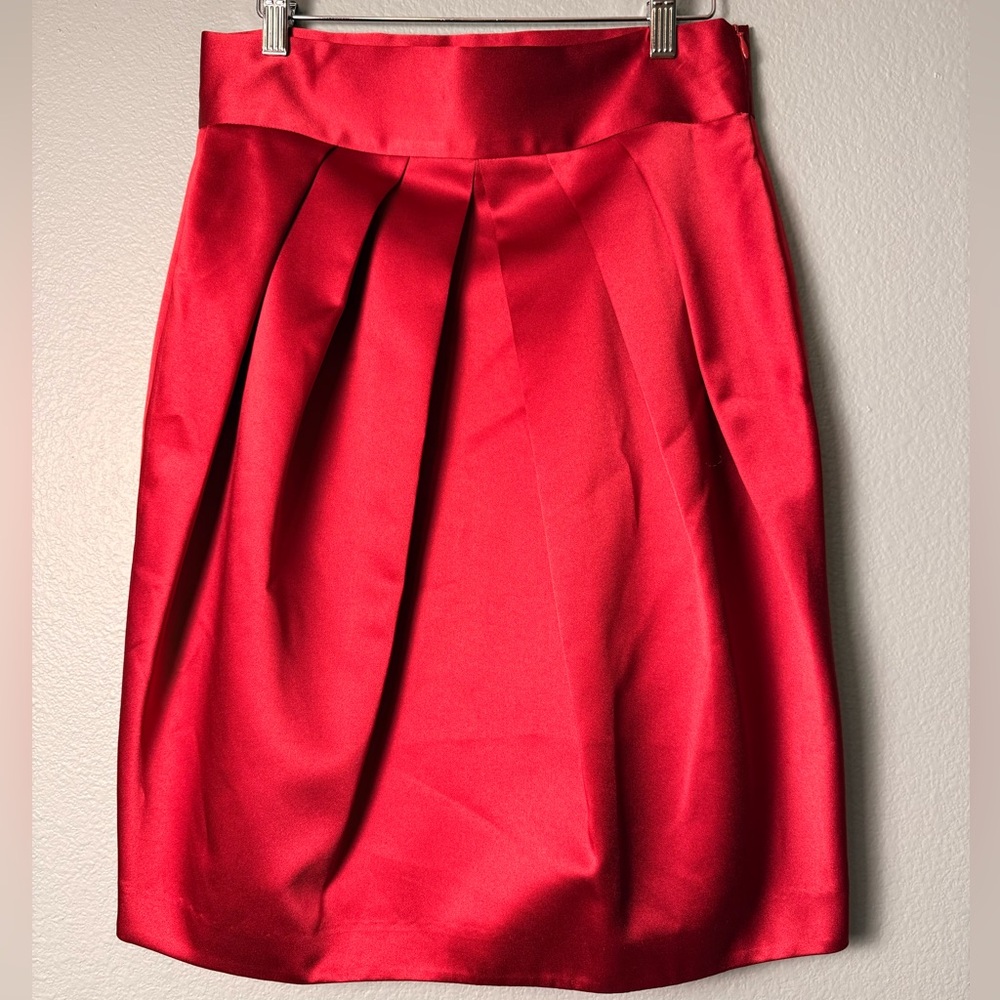 Karen Kane Satin Pleated Skirt In Red Size 8